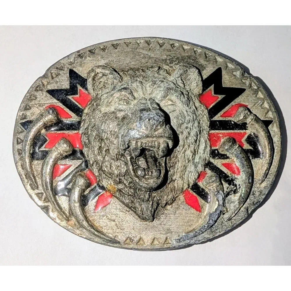 Vintage Siskiyou Buckle Co Bear Belt Buckle Pewter Made in USA 1991